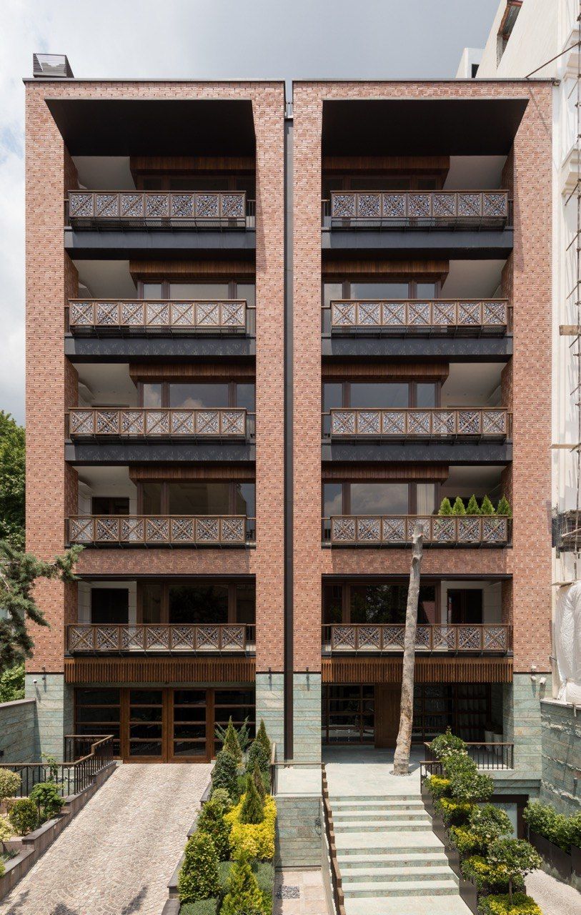Mid-rise residential building with timber balconies